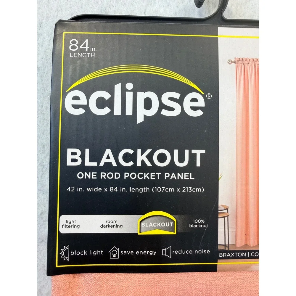 Eclipse Braxton Blackout Curtain Panel 42x84 Coral Thermaback Energy Saving new